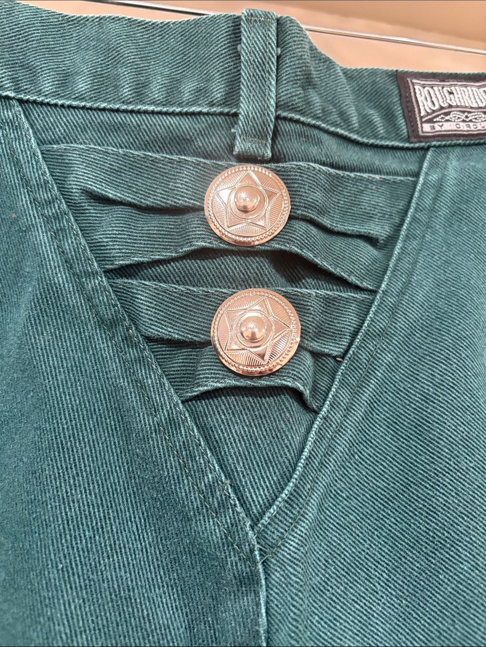 Vintage RoughRider Green High Rise Western Jeans, Size 12/14